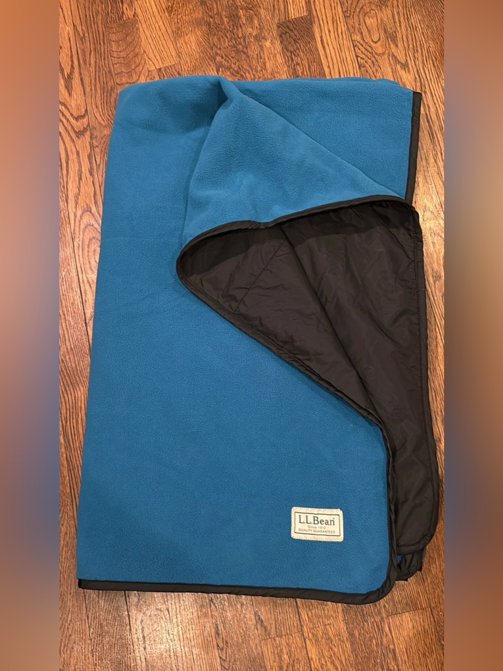 L.L Bean Waterproof Blue Fleece Vintage Camping Blanket 72”x56”